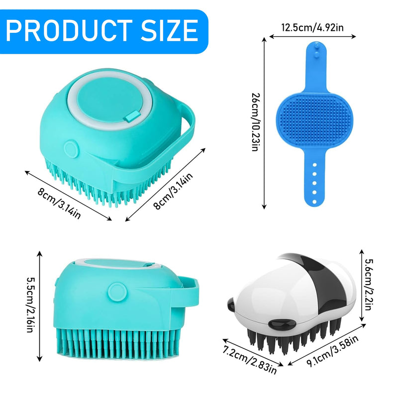 Soft Dog Brush Short Hair Dog Washing Brush Shower Brush Bath Brush Bath Brush Dog Cat Rubber Comb Silicone Puppy Bath Grooming Soft Pet Cleaning Massage (3 Brushes) - PawsPlanet Australia