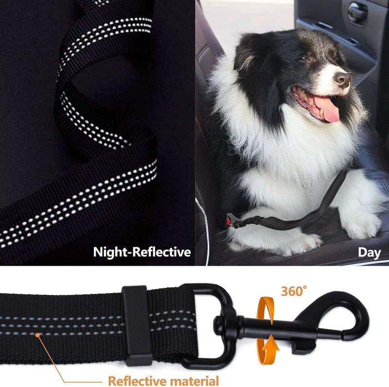 Kelivi 2-in-1 Dog Car Seat Belt 2 Packs Adjustable Dog Seat Belts for Car, Hook Latch Bar & Seatbelt Buckle Pet Dog Car Harness Belt for Vehicle Trip (Black) Black 2-IN-1 Design 2Pcs - PawsPlanet Australia