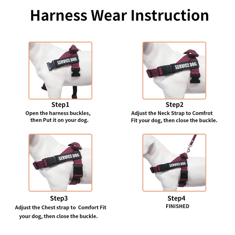 [Australia] - Dihapet Service Dog Vest Harness with Handle, Lightweight Full Adjustable Dog Vest, Neoprene Padded Soft for Summer Outdoor Walk Training L Chest 24-30in Red 