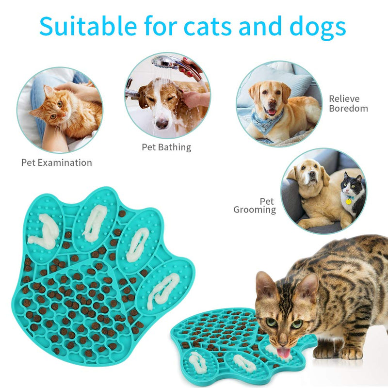 Pet Slow Feeder Lick Mat Paw-Shaped Slow Food Dispensing Treater, Dog Slow Food Bowl, Dog Cat Puzzle Feeder for Anxiety Relief, Peanut Butter Lick Pad-Promote Health for Dogs/Cats Blue 1 Count (Pack of 1) - PawsPlanet Australia