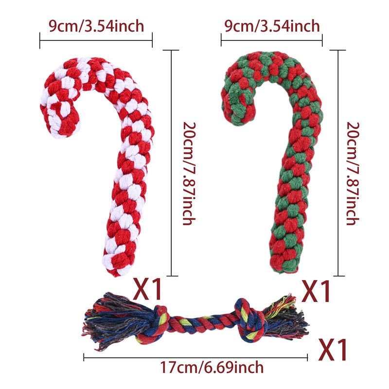 JOKILY 3 pieces dog chew toys, dog toy rope, Christmas candy cane rope, dog rope toy, Christmas dog pets chewing, dog toy candy cane, Christmas dog toy (A) D - PawsPlanet Australia