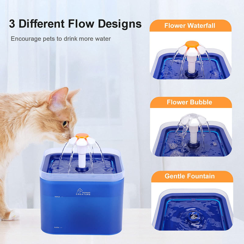 Fantasy Cat Water Fountain, 67oz/2L Automatic Cat Drinking Fountain, Pet Water Fountain with LED Light and Filter for Cats and Small Dogs Blue - PawsPlanet Australia