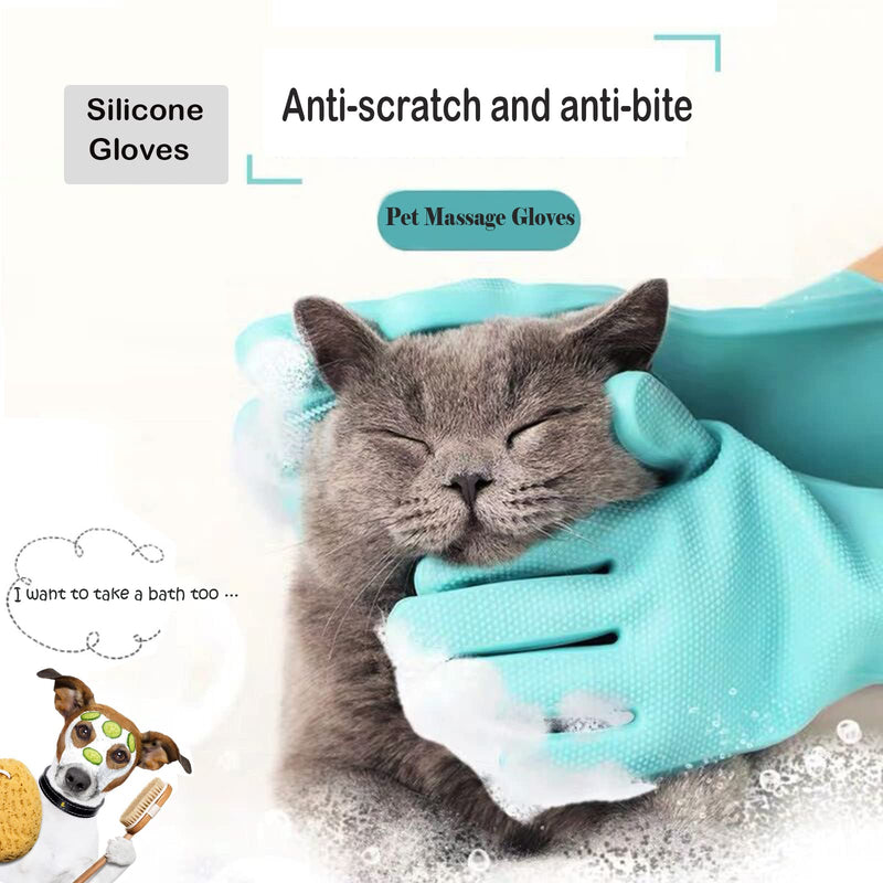 BSMstone1 Pair Pet Grooming Gloves for Bathing Silicone Pet Bath Gloves Scrubber Glove Cat& Dog Hair Removal Gloves Green - PawsPlanet Australia