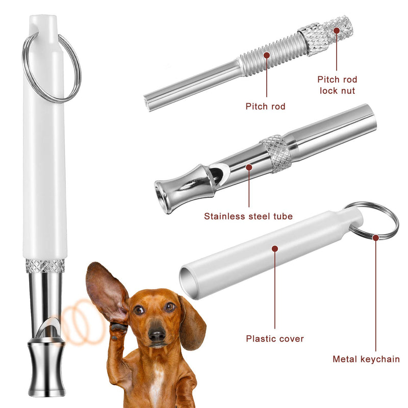 [Australia] - Frienda 2 Sets Dog Training Kits Dog Whistle to Stop Barking with Lanyard Dog Training Clicker with Wrist Strap Silent Dog Bark Control Whistle for Dogs (White and Blue) 