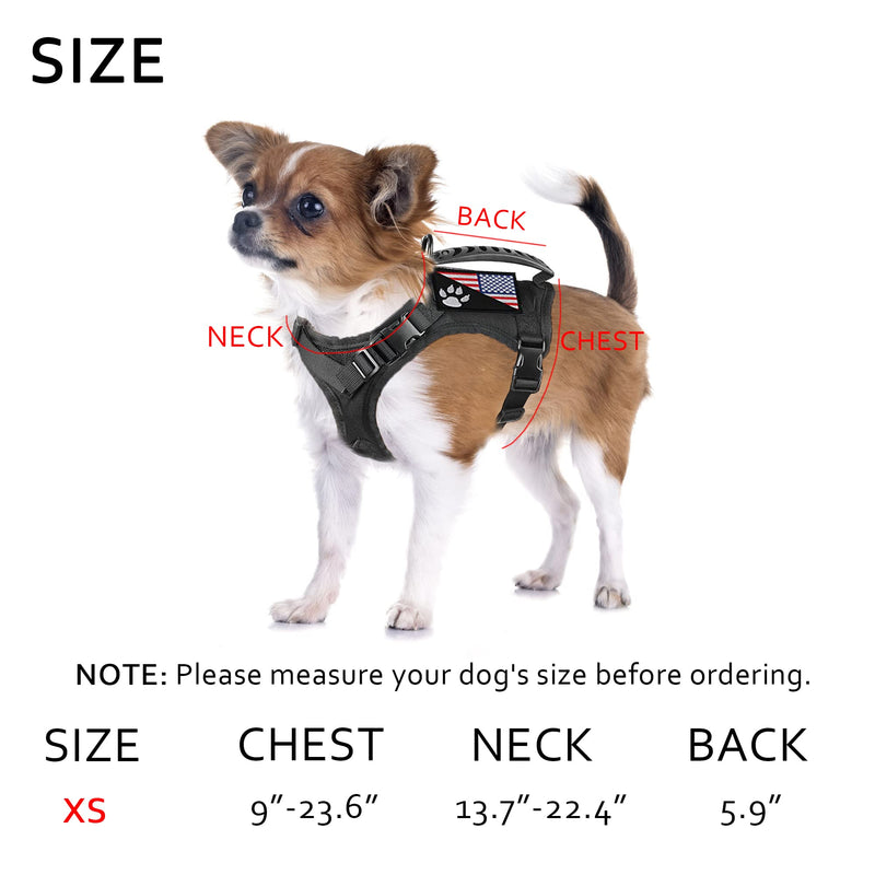 Tactical Small Dog Harness Tactical Puppy Vest with Rubber Handle K9 Military Adjustable Pet Cat Vest Harness for Outdoor Training XS Dog Harness Black harness - PawsPlanet Australia