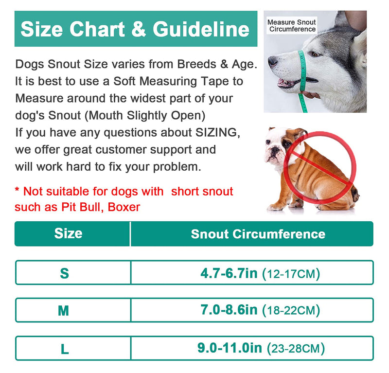 LUCKYPAW Dog Muzzle for Small Medium Large Dog to Prevent Biting Barking Chewing, Printed Nylon Dog Mouth Cover with Adjustable Velcro and Comfort Fit Small (Pack of 1) Black - PawsPlanet Australia