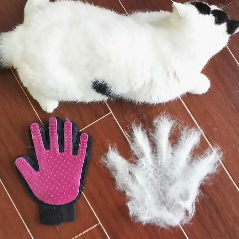 [Australia] - VIZPET Pet Grooming Glove - Dog Brush Deshedding Glove Pet Hair Remover Pet Mitt Massage Tool for Dogs,Cats,Small Animals Pink 