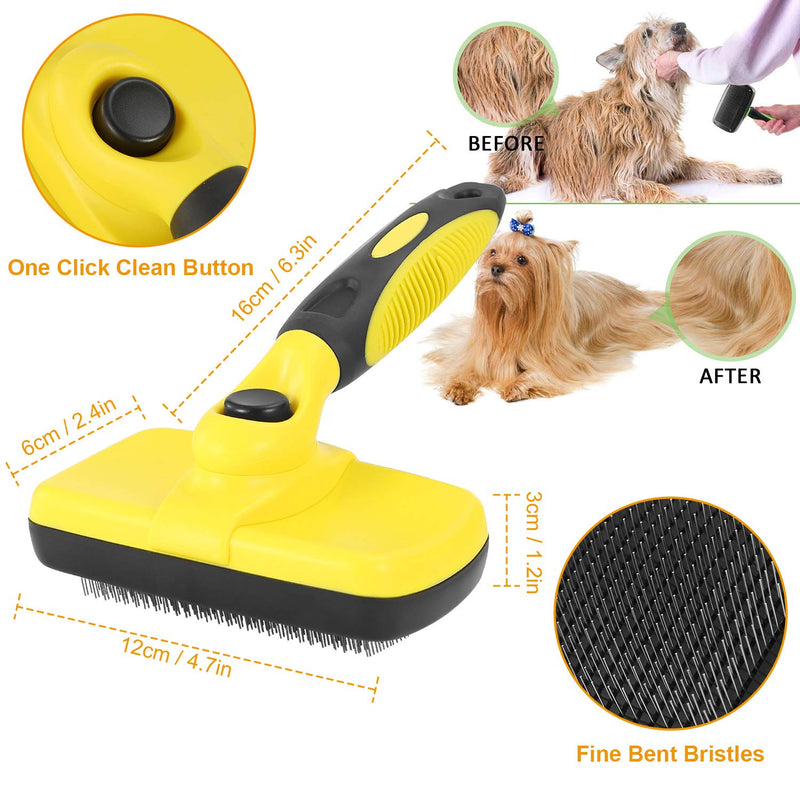 [Australia] - iMounTEK Professional Self-Cleaning Slicker Brush Grooming Tool for Dogs and Cats with Ergonomic Handle, Removes Mats, Tangles, and Loose Shedding Hair, Ensures A Healthy Coat & Blood Circulation 