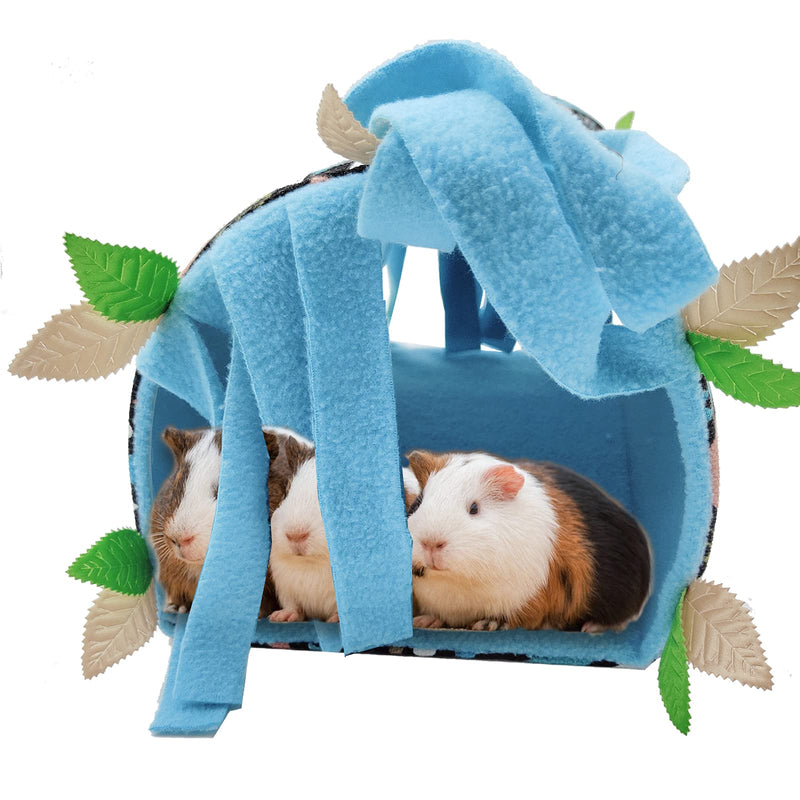 Pet Small Animal Tunnel , Guinea Pig Hideout Bedding Play Tube Toys Hideaway with Fleece Forest Curtain and Removable Soft Mat, Guinea Pig Hamster Rat Accessories Blue - PawsPlanet Australia