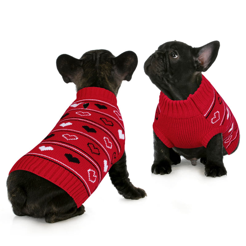 Queenmore Valentine Dog Sweater,Small Dog Sweater for Tiny Dogs,Teacups,frenchies,Chihuahuas,Yorkies,Turtleneck Girl Dogs Red Knit Sweaters Red,S Small - PawsPlanet Australia