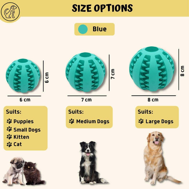 PawsOnlyUK Treat Dispenser Dog Toy Ball | Interactive Dog Toys for Boredom | Dog Puzzle Toy | Teeth Cleaning (6 CM, BLUE) 6 cm (Pack of 1) - PawsPlanet Australia