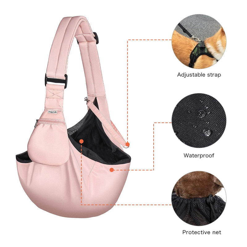 MOSISO Small Dog Cat Carrier Sling Bag, Pet Carrier Tote Bag Hands Free Adjustable Padded Strap Breathable Polyester Soft Carrying Travel Shoulder Bag with Front Pocket for Dogs Cats, Pink - PawsPlanet Australia