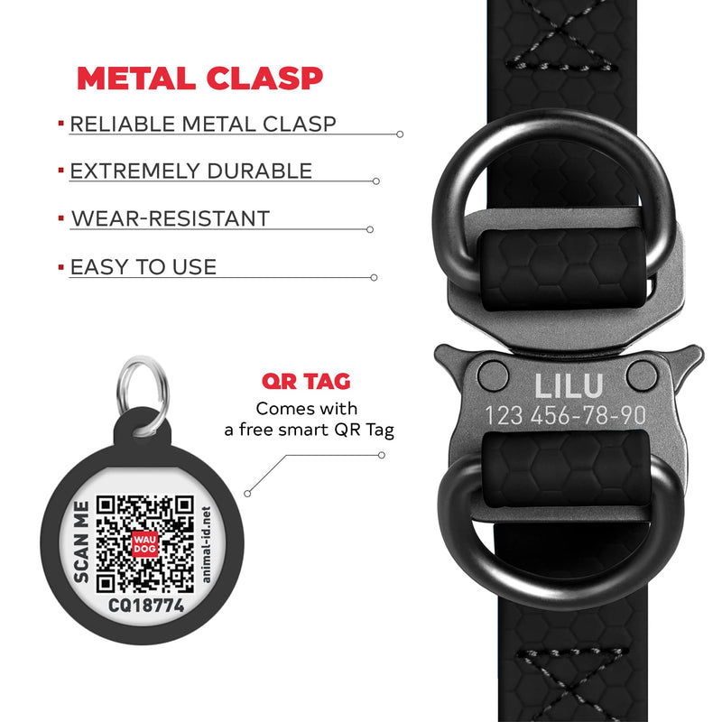 Waterproof Dog Harness - Adjustable Dog Harness for Large Dogs, Small and Medium Dogs - Heavy Duty Dog Harness with Durable Metal Clasp and QR Dog Tag - Boy & Girl Dog Harness S: 16-22" Black - PawsPlanet Australia