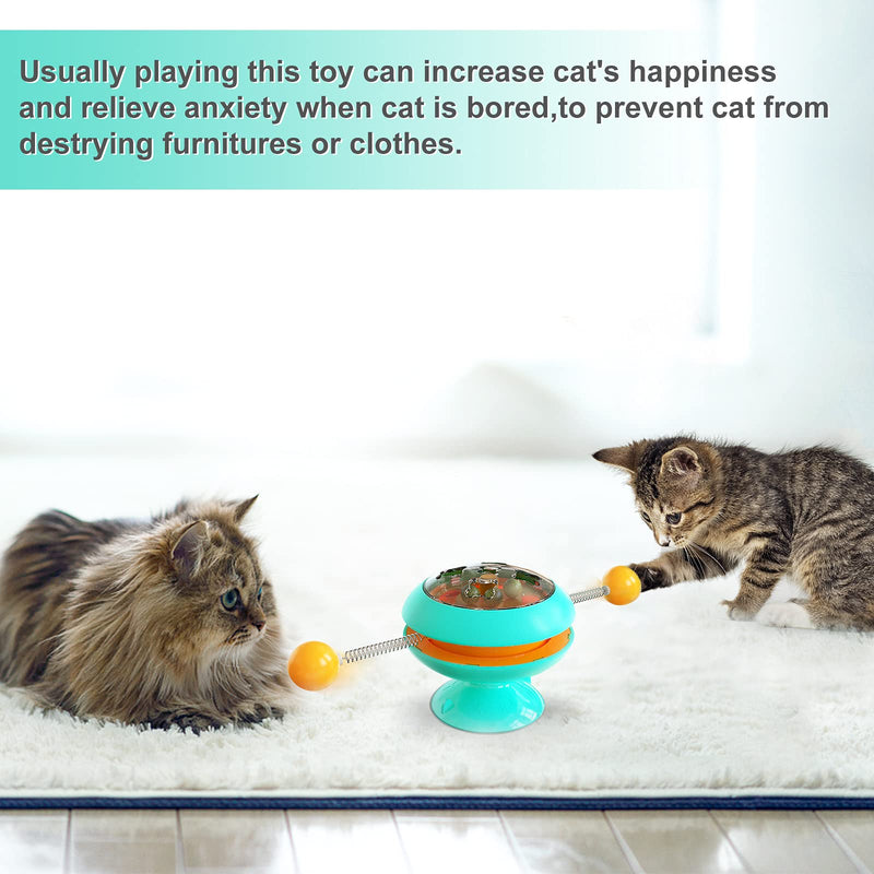 LBFNKCH Interactive Cat Catnip Toy for Indoor Cats,Windmill Catnip Toy Gyro Ball Cat Toys with Strong Suction Cup, Funny Kitten Kitty Turntable Rotating Cat Toys (Blue) Blue - PawsPlanet Australia