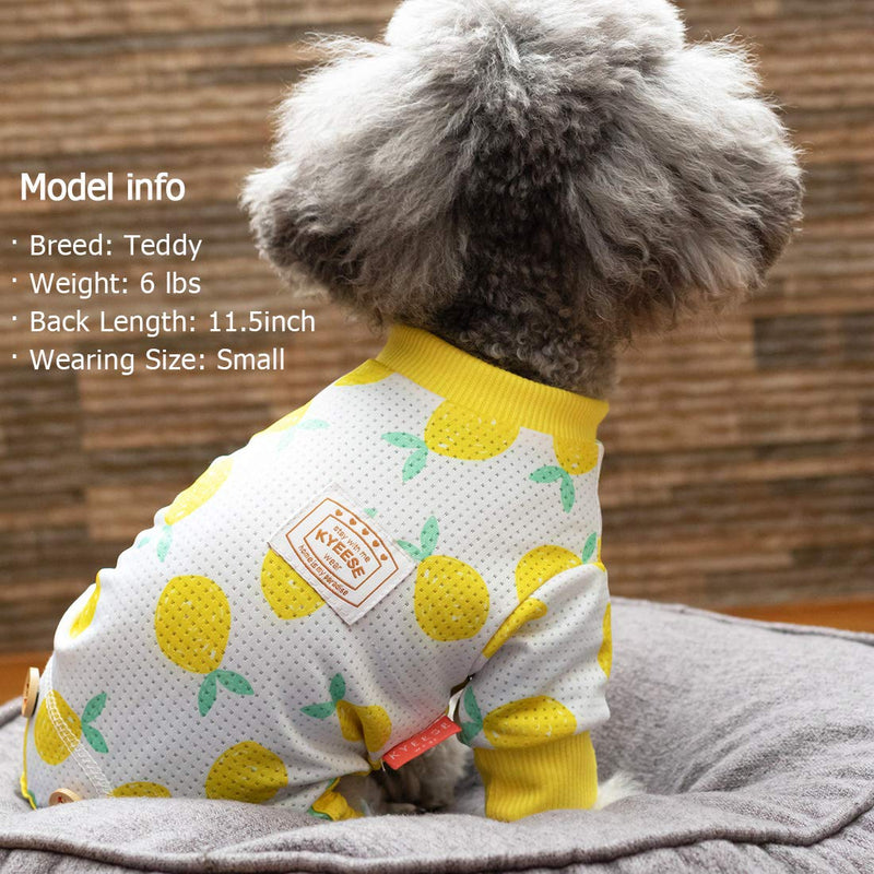 [Australia] - kyeese Dog Pajamas Stretchable Dog Pjs 4 Legs Pet PJS Lemon Lightweight Puppy Cat Pajama Onesie X-Small 