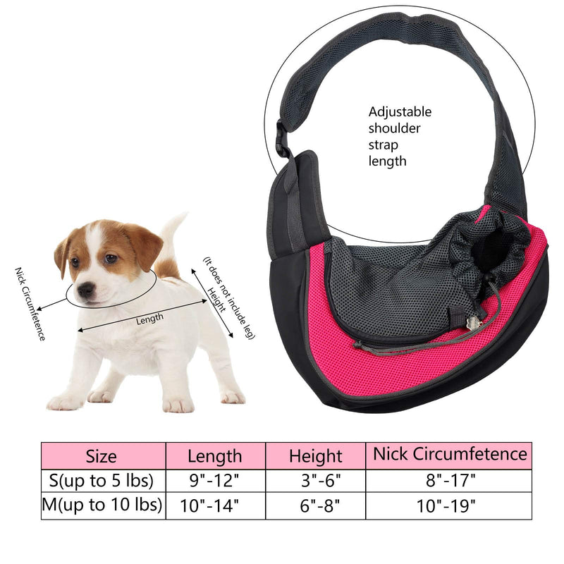 Patience Pet Dog Sling Carrier Breathable Mesh Traveling Safe Sling Bag Carrier for Small Dogs Cats S(up to 5 lbs) Pink - PawsPlanet Australia