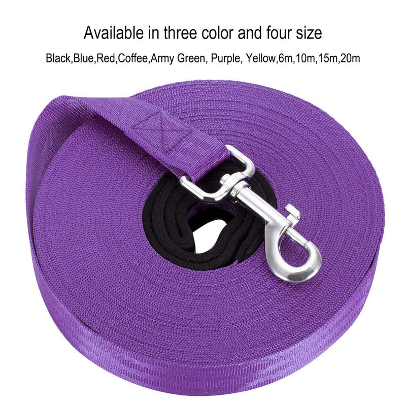 Vivifying Dog Training Lead Leash, 20FT/6M Long Nylon Training Dog Leash for Pet Tracking Training Obedience Lead Leash (Purple) Purple - PawsPlanet Australia