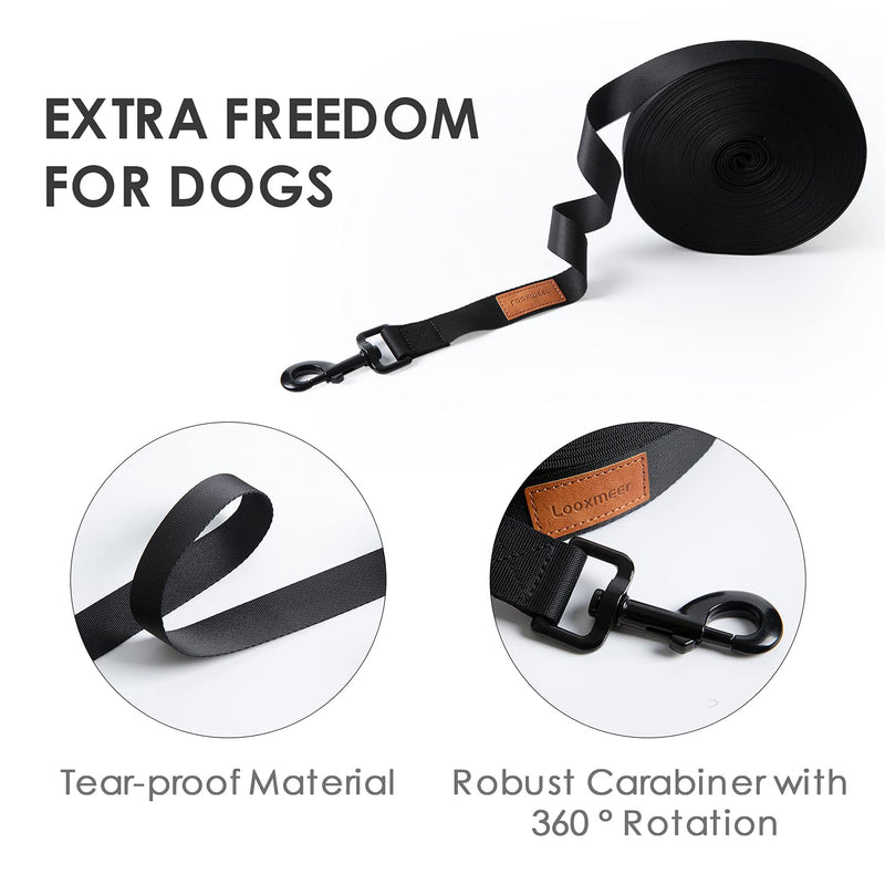 Looxmeer Dog Training Lead Leash, 3m/5m/10m/15m/20m/25m/30m Strong Nylon Recall Obedience Dog Training Leads with Cushioned Handle & Storage Bag for Pet Tracking Training Camping Play and Backyard 3m/9.8ft - PawsPlanet Australia