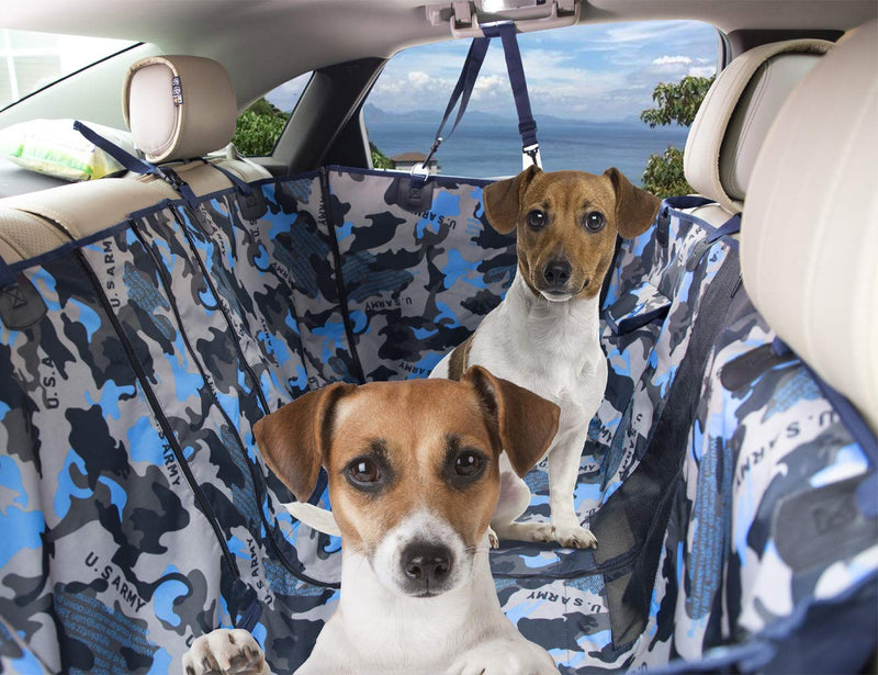 Hesheng Dog Car Seat Cover, with Rear Car Seat Cover for Dogs with Mesh Window and Side Flaps Dog Hammock,Dog Travel Hammock for all Cars (Camouflage) Camouflage - PawsPlanet Australia