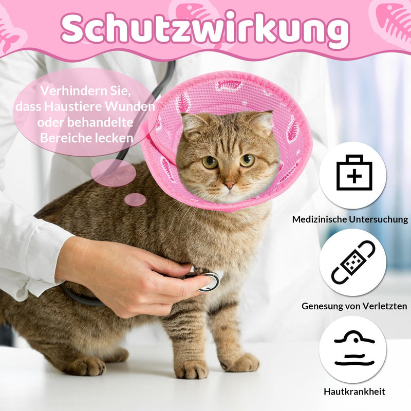 Fanshiontide Cat Neck Collar, Soft Cat Neck Brace, Adjustable Anti-Licking Anti-Bite Cat Collar, Protective Collar for Cats, Puppies, Pets After Surgery and Injuries (S Pink) S - PawsPlanet Australia