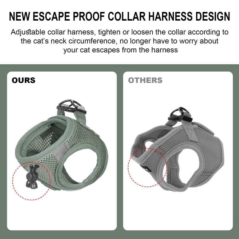 Adjustable Collar Cat Harness Escapeproof: Upgraded Real Escape Proof Soft Mesh Vest with Lead for Kitten, No Pull No Choke Reflective Harnesses Leash Set for Pet Kitty Outdoor Walking Running Safety - PawsPlanet Australia