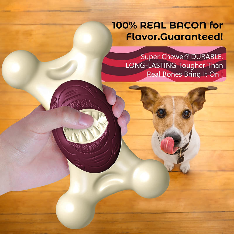 FRLEDM Dog Chew Toy for Aggressive Chewers- Real Bacon Flavored Indestructible Dog Toy,Safe and Long Lasting Chewable Shark Dog Toy for Large/Medium Dogs - PawsPlanet Australia