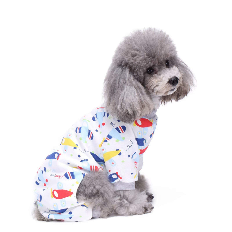 [Australia] - Zoyee Cotton Dog Pajamas Puppy Jumpsuit Dog Shirt for Small Medium Dogs Cats Large(Back 11.8" Chest 16.5") Plane 