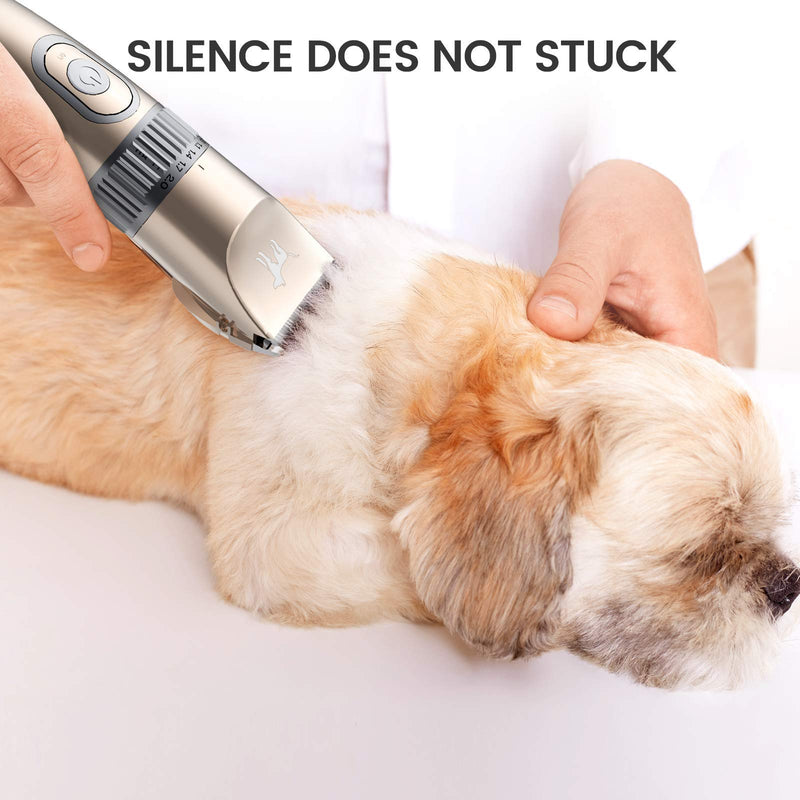 PCS Dog Clippers Low Noise Dog Grooming Kit 5-Speed Quiet Dog Nail Trimmers Rechargeable Cordless Pet Clippers Suitable for Dogs, Cats，Horse and Other Pets Gold AX - PawsPlanet Australia