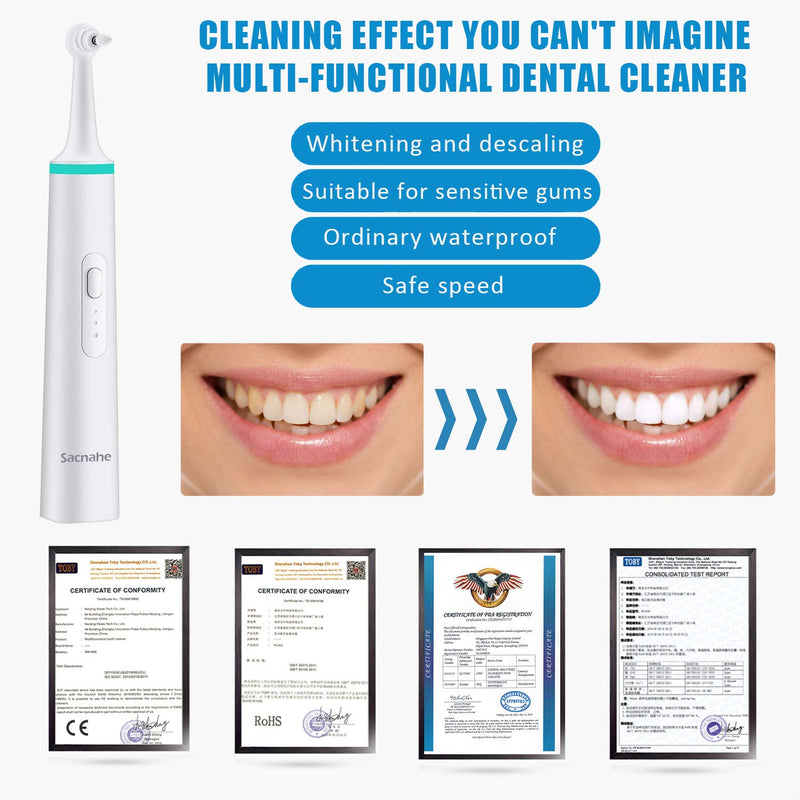 Sacnahe Electric Tooth Polisher, 4-in-1 Professional Teeth Cleaning Kit with 3 Adjustable Modes, Electric Dental Calculus Remover for People White - PawsPlanet Australia