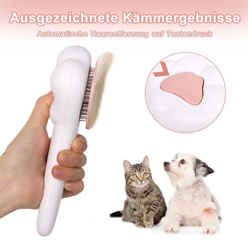 Lollanda Cat Brush Dog Brush, Self-Cleaning Dog Cat Brush for Long Hair/Short Hair, Cat Brush with Massage Particles, Pet Brush for Pet Grooming, Massage, Grooming, Loose Fur - PawsPlanet Australia