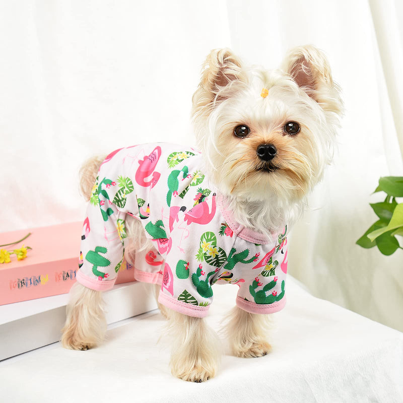 Dog Pajamas for Small Dogs Girl Boy Puppy Pjs Summer Pet Onesies for Chihuahua Yorkie Teacup Cute Soft Material Stretch Able Cat Clothes Outfit Apparel Doggy Jumpsuit (Medium, Flamingo) Medium - PawsPlanet Australia