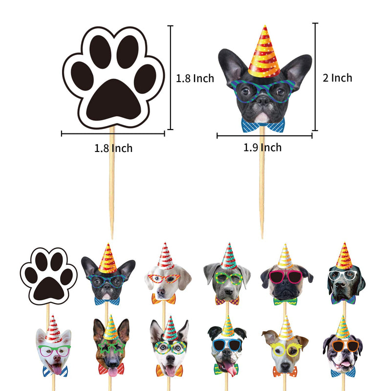 24 PCS Dog Face Cupcake Toppers Dog Cake Topper Puppy Birthday Garland Pet Theme Party Cake Decorations Supplies - PawsPlanet Australia