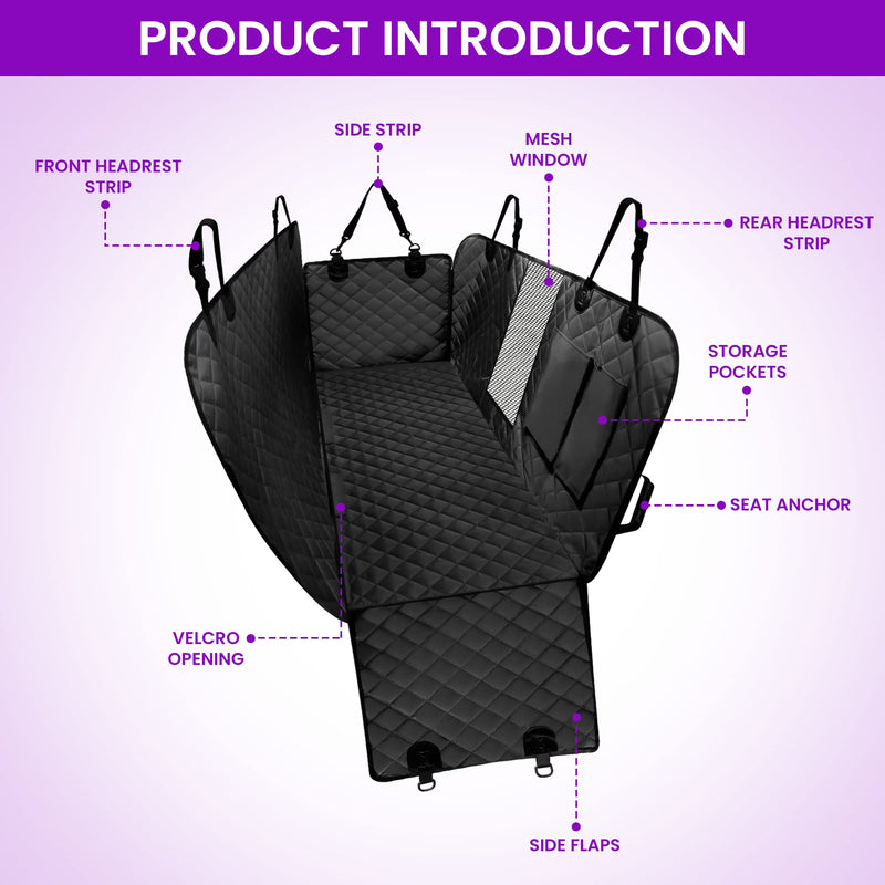 FORMONIX Dog Seat Covers For Cars Back Seats - 5 Layer Dog hammock for car with Mesh Window, Side Flaps & Anti scratch | Heat-pressed Waterproof dog travel hammock for cars/SUVs/Trucks - PawsPlanet Australia