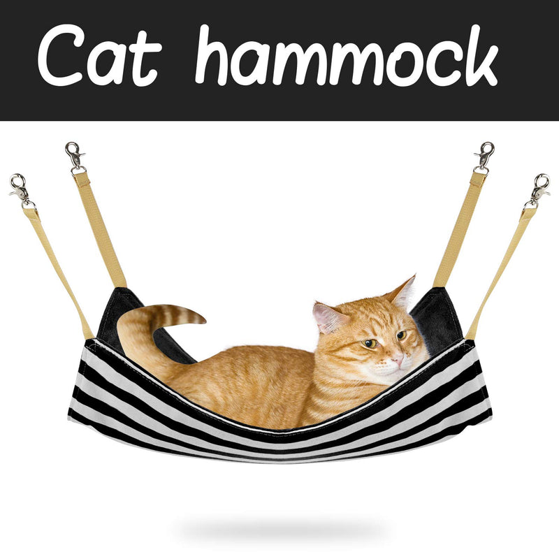 [Australia] - Whollyup Cat Hammock Bed Pet Cage Hammock Hanging Soft Pet Bed for Kitten Ferret Puppy Rabbits or Small Pet Black White Stripe 