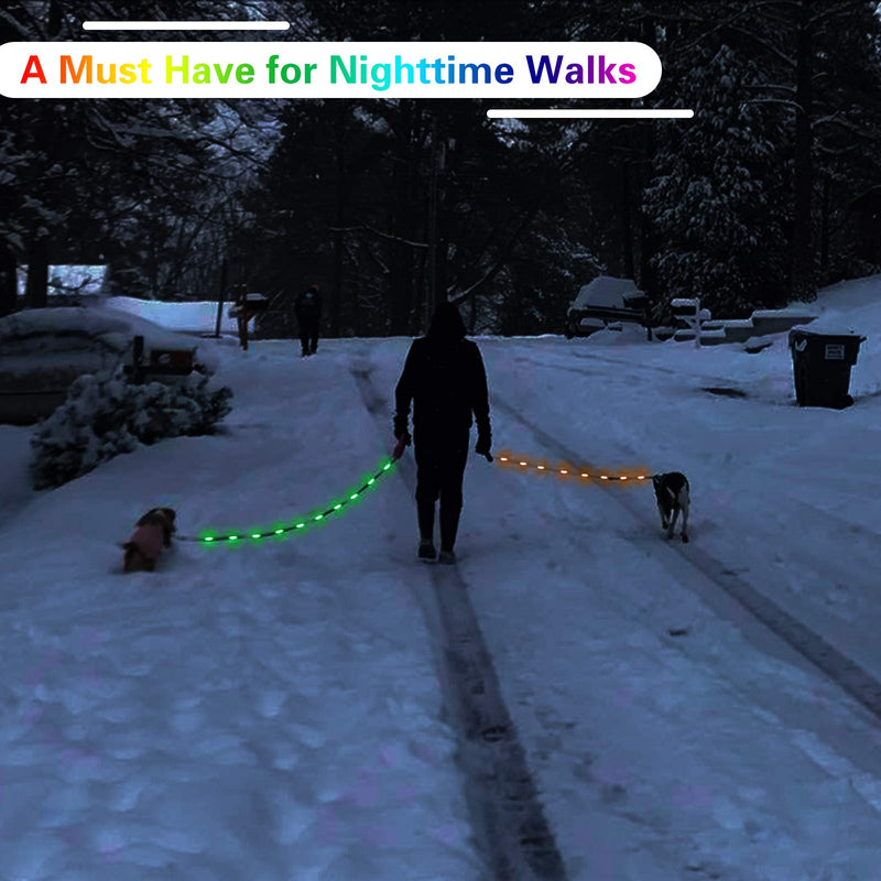 [Australia] - Yacig LED Dog Leash - USB Rechargeable, Color Changing Night Safety Dog Leashes for Small Medium and Large Dogs 4 FT x 0.8" Wide 