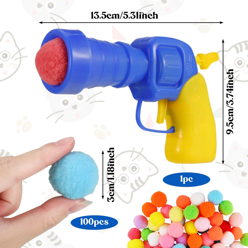 Fanshiontide Cat Toy Interactive Launch Training Cat Toy Balls with 1 Launcher and 100 Balls Funny Mini Plush Ball for Cats Dogs Pet Playing Exercises Hunting Training - PawsPlanet Australia