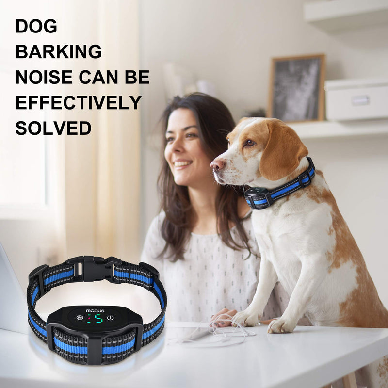 Bark Collar MODUS Dog Bark Collar Rechargeable Shock Anti Bark Collar with Beep Vibration Dog Shock Collar for Small Medium Large Dogs, Humane Dog Training Device with 5 Adjustable Sensitivity Levels - PawsPlanet Australia