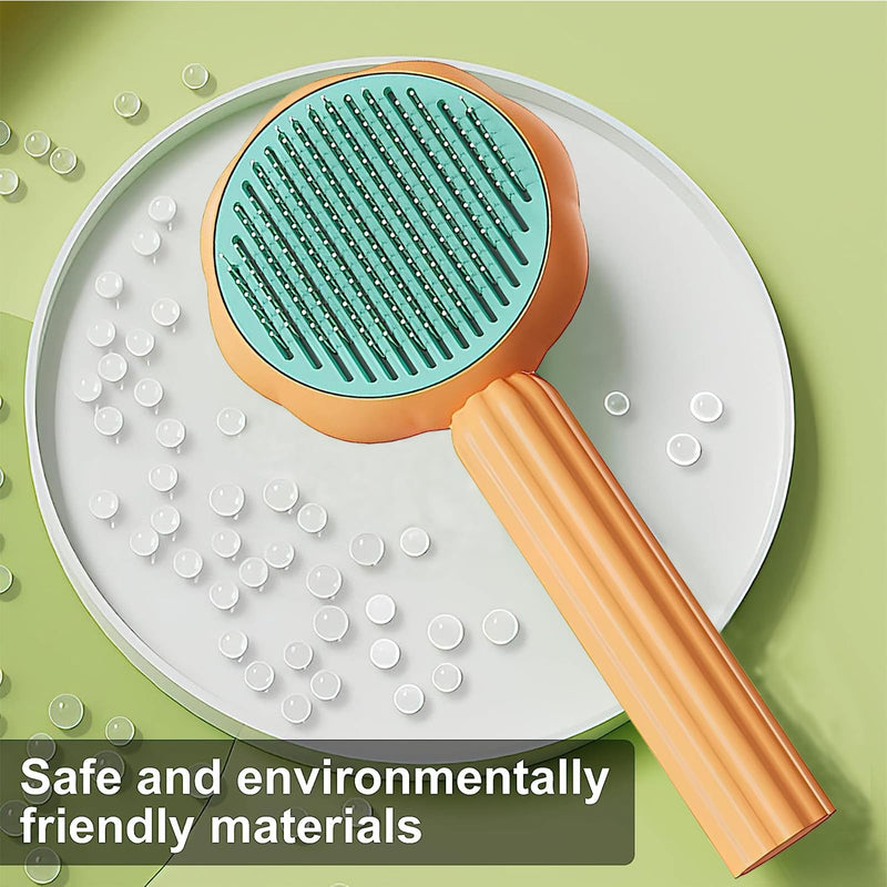 Exsbtay Self-Cleaning Brush for Depilation, Clean Pet Hair with One Click, Cleaning Brush for Pet Hair, Pet Dog Brush Cat Brush, Suitable for Short, Long, Curly Hair (Orange) - PawsPlanet Australia