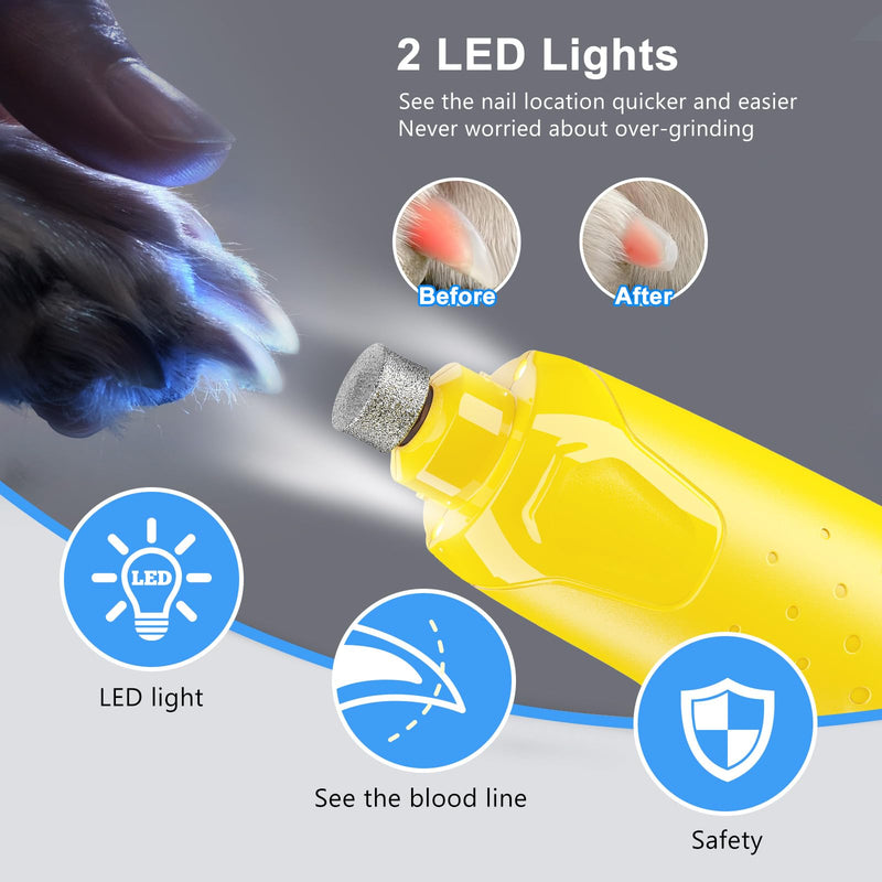4UMOR Claw Grinder for Dogs 6 Speed with 2 LED Lights Claw Grinder Precise Efficient Safe Claw Care for Large Medium Small Dogs - PawsPlanet Australia