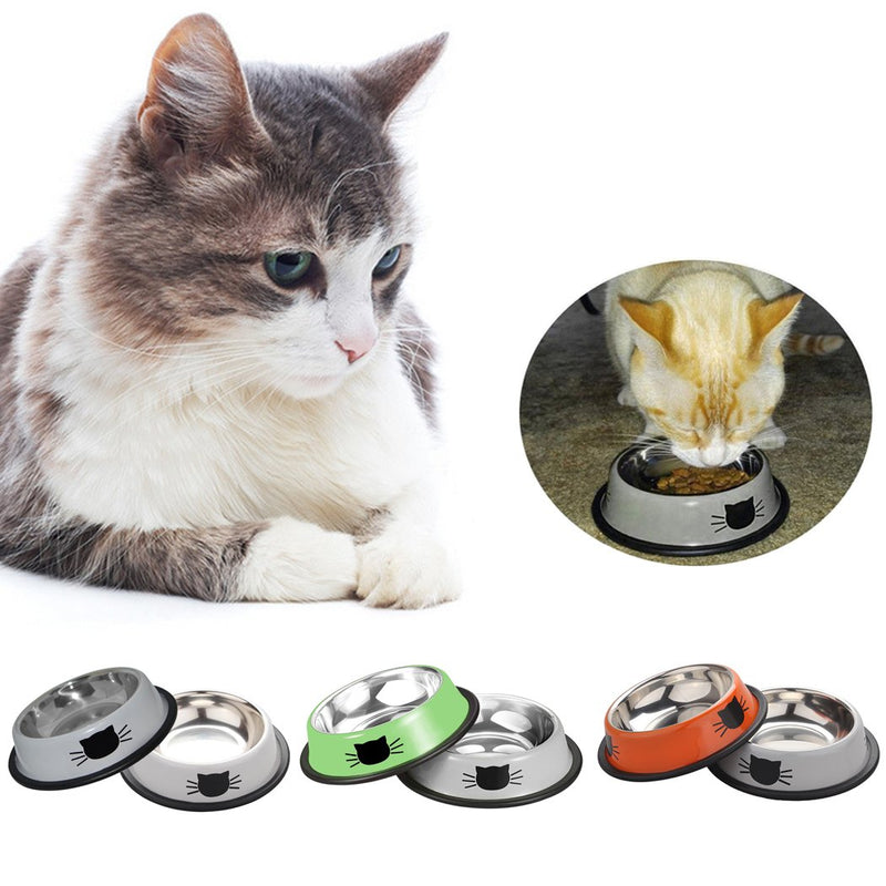 [Australia] - Legendog 2Pcs Cat Bowl Pet Bowl Stainless Steel Cat Food Water Bowl Non-Slip Rubber Base Small Pet Bowl Cat Feeding Bowls Set Grey+Grey 