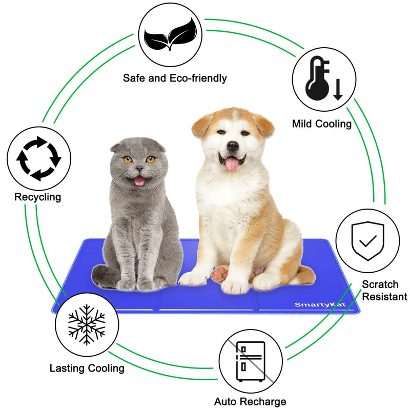 Cooling Mat for Dogs Cats, SmartyKat Dog Cooling Mats 90x50cm, Foldable Pet Cooling Mat Large, for Pet Dog Cat Keep Cool in Summer Rest Sleep Home Outdoor, (L) L (90x50cm) Blue - PawsPlanet Australia