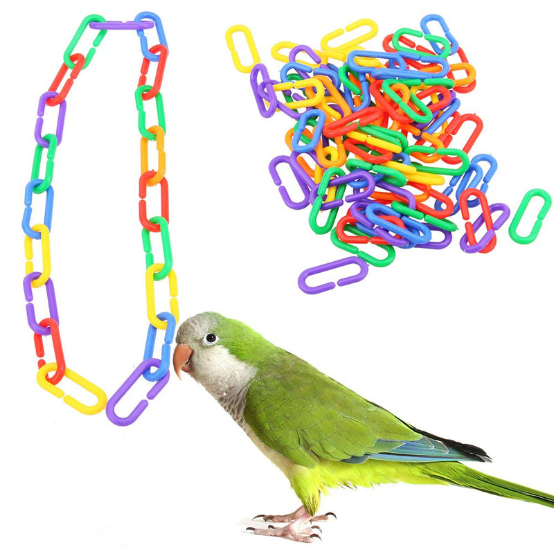 Toumett 100pcs Parrot C-clips Hooks Chain Toy C-links Sugar Glider Rat Bird Toy Plastic - PawsPlanet Australia