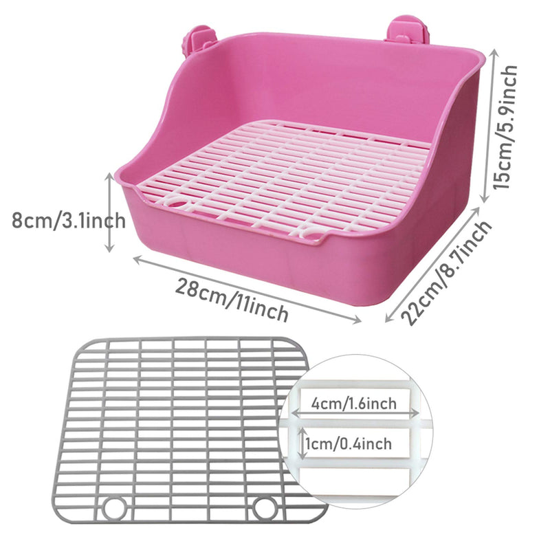 kathson Small Animal Litter Cage Potty Trainer Corner Litter Bedding Box Pet Pan Toilet Ideal for Rabbit, Bunny, Chinchilla, Ferret, Guinea Pig, Hamster(Pink) - PawsPlanet Australia