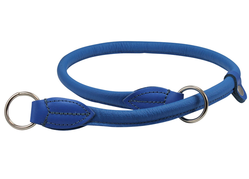 [Australia] - Round Genuine Rolled Leather Choke Dog Collar Blue 26" Long 