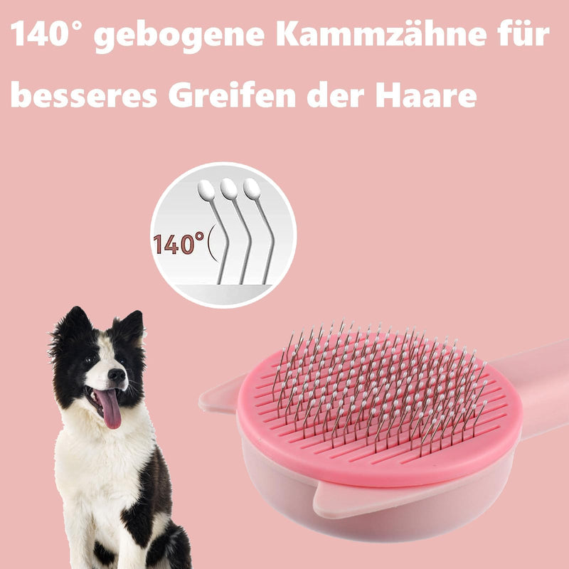 Pet Hair Cleaning Brush, Self-Cleaning Cat Brush One-Click Cleaning for Pet Hair Loss, Cat Comb with Handle Brush for Pet Grooming for Removing Undercoat Loose Fur and Dirt - PawsPlanet Australia