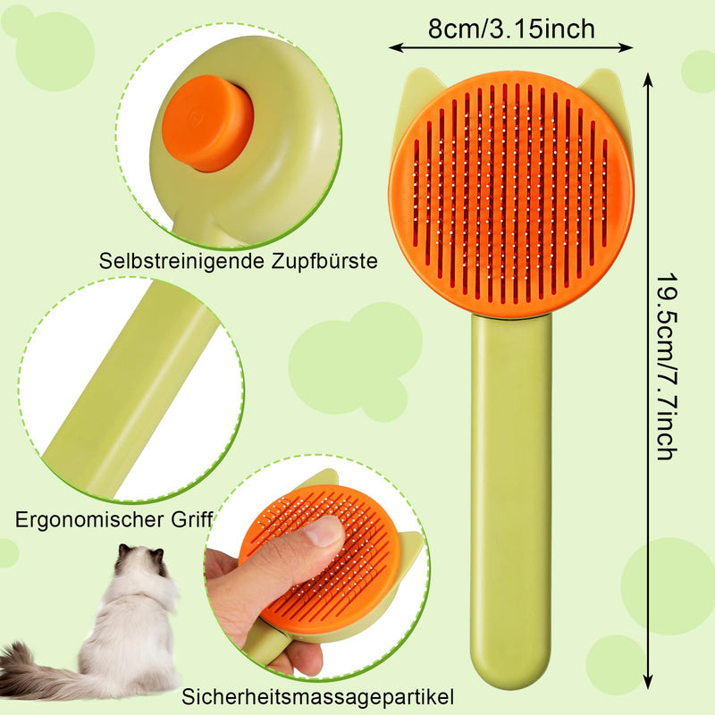 FANTESI cat brush, dog brush, cat comb with handle for long hair and short hair, pet hair cleaning with one click, pet hair cleaning brush - PawsPlanet Australia