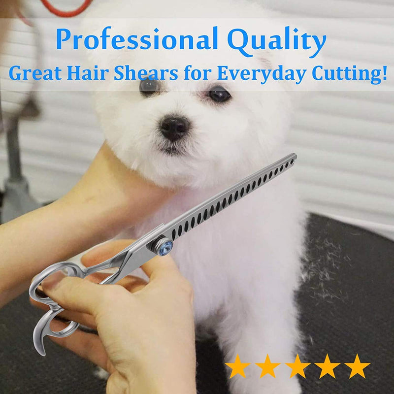 8.0" Professional Japan 440c Silver Pet Grooming Scissors Set for Pet Groomer. (A-8 inch-Chunker) A-8 inch-Chunker - PawsPlanet Australia