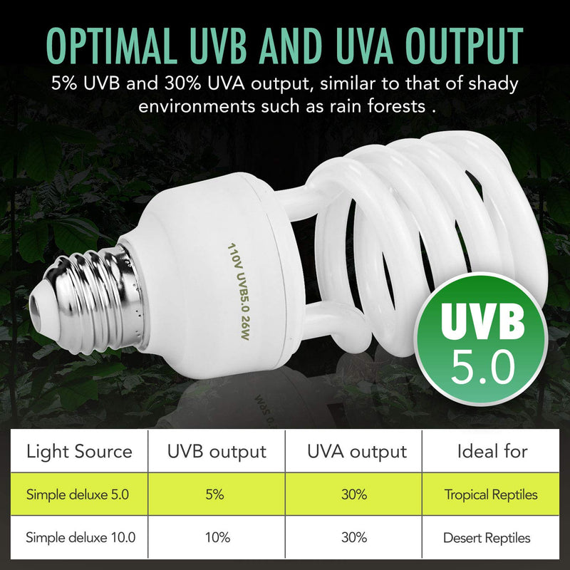 [Australia] - Simple Deluxe 26W Compact Fluorescent Lamp UVB Reptile Light Bulb for Reptiles Pet 26W UVB5.0 Bulb 