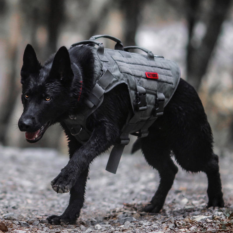 OneTigris Dog Harness, X Destroyer Tactical Harness Dog 3 Handles Heavy Duty Dog Vest with Metal Buckles - Gray S - PawsPlanet Australia