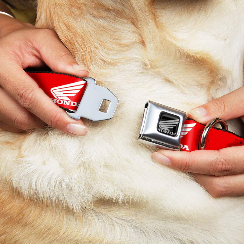 Buckle-Down Dog Collar Seatbelt Buckle Honda Motorcycle Logo Red White 18 to 32 Inches 1.5 Inch Wide, Multicolor, DC-WHM002-WL 1.5" Wide - Fits 18-32" Neck - Large - PawsPlanet Australia
